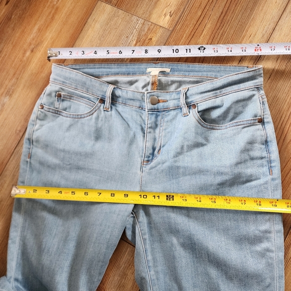 Eileen Fisher Jeans 8 Blue Raw Step Hem Ankle Organic Cotton Stretch - Picture 7 of 11